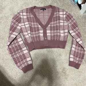 Cropped Pink Gingham Sweater
